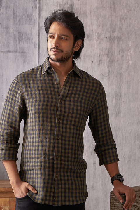 Olive Night Linen Shirt