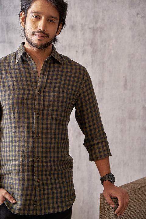 Olive Night Linen Shirt