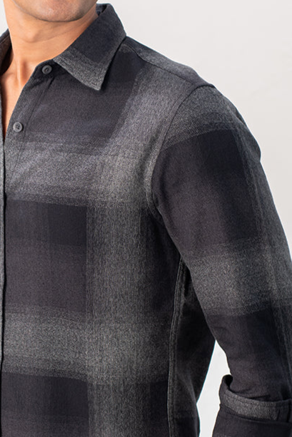 Grey Black Shadow Checks Shirt