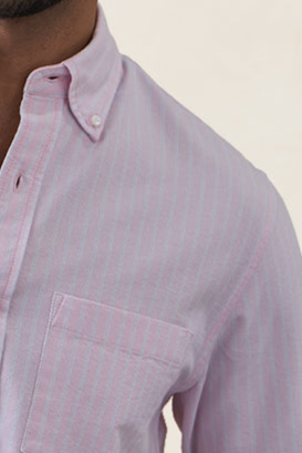 Pink Striped Oxford Button Down Collar Shirt