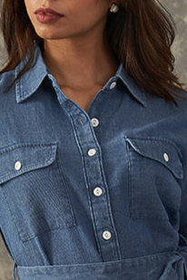 Belted Indigo Shirt Dress