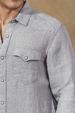 Western Model Pebble Grey Linen Shirt