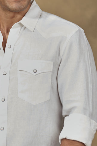 Western Model White Linen Shirt