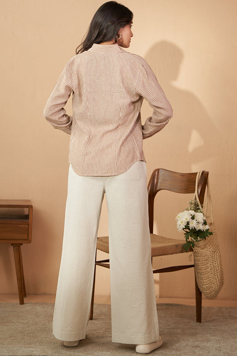 Seersucker Khaki Cotton Pants