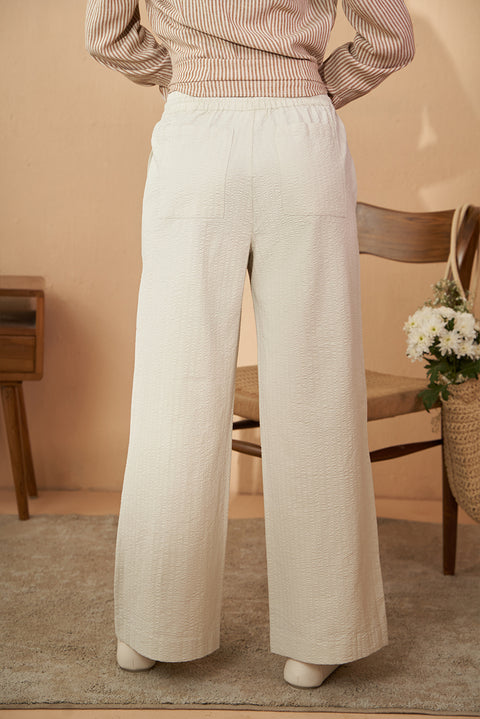 Seersucker Khaki Cotton Pants