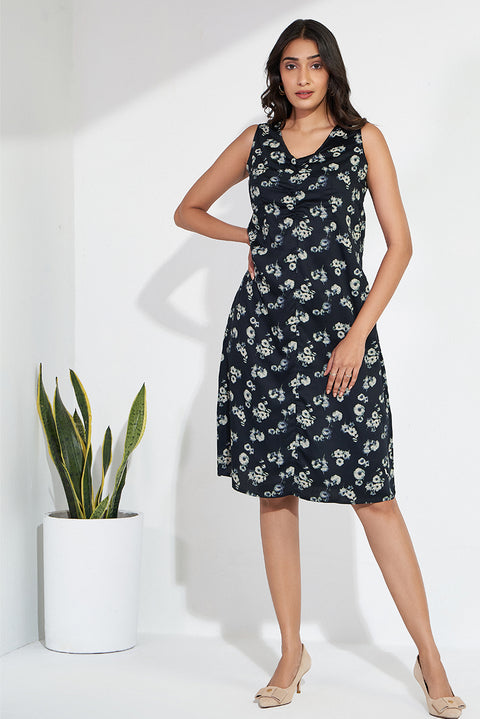 Black Printed Evening Dress In Sustainable Fabric