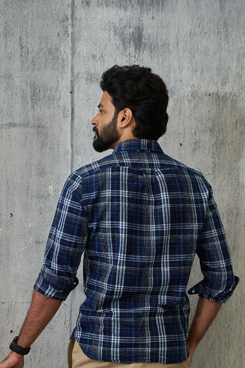 Indigo Checks Cotton Shirt