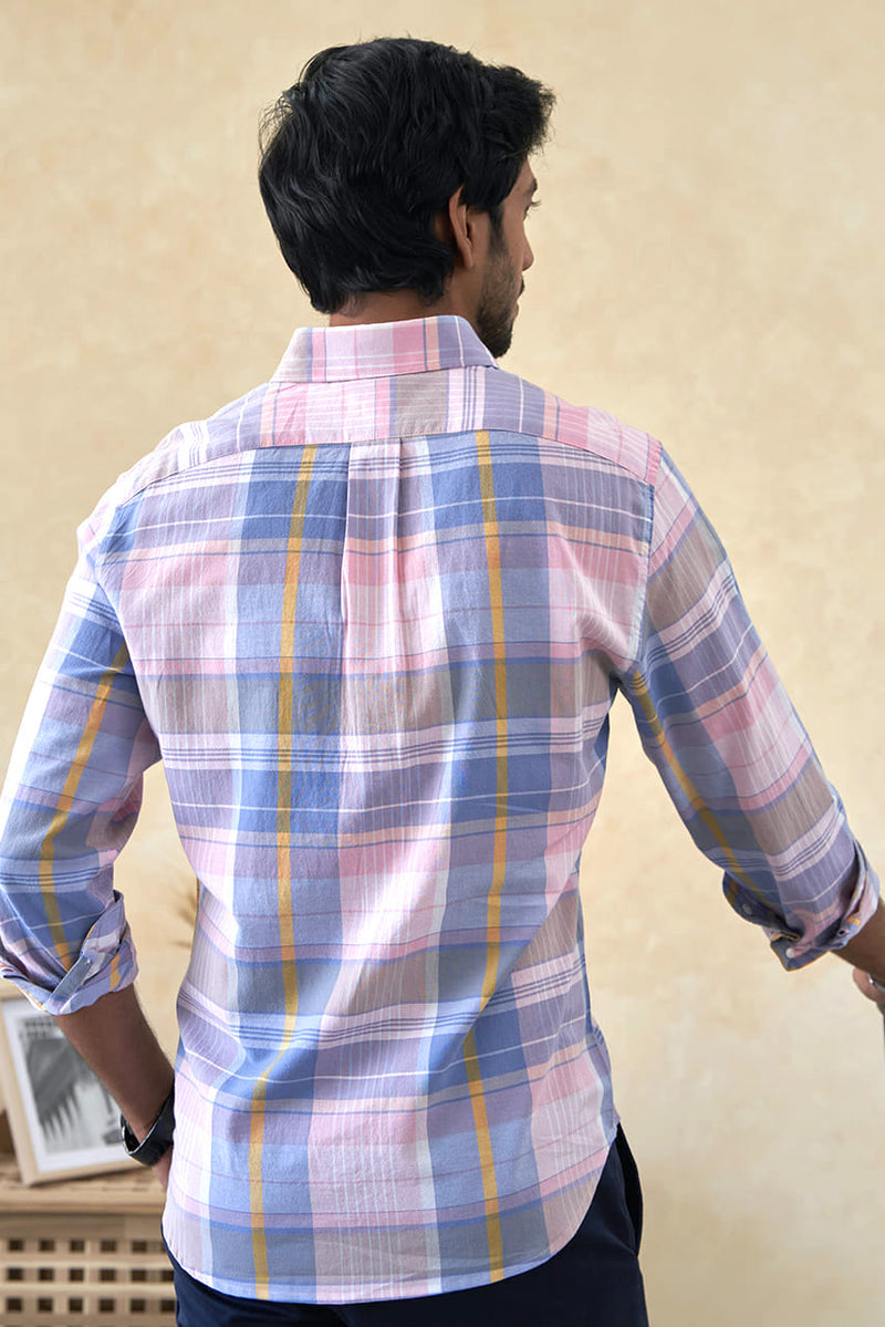 Premium Cotton Pink Madras Check Shirt