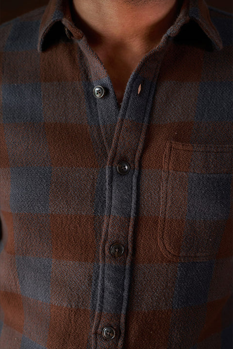 Brick Red Checks Flannel 100% Cotton Shirt