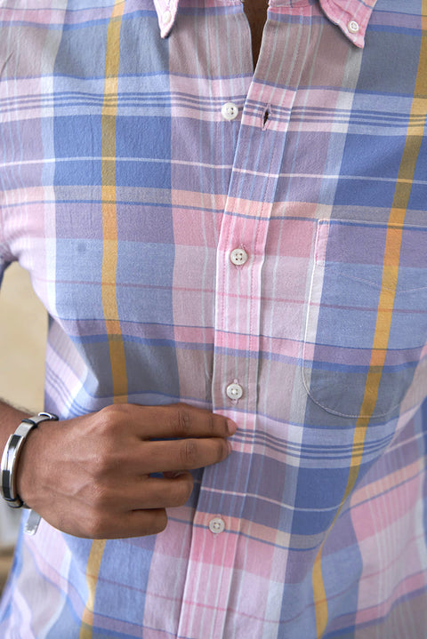 Premium Cotton Pink Madras Check Shirt