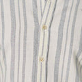 button view of ivory cotton striped shirt for men