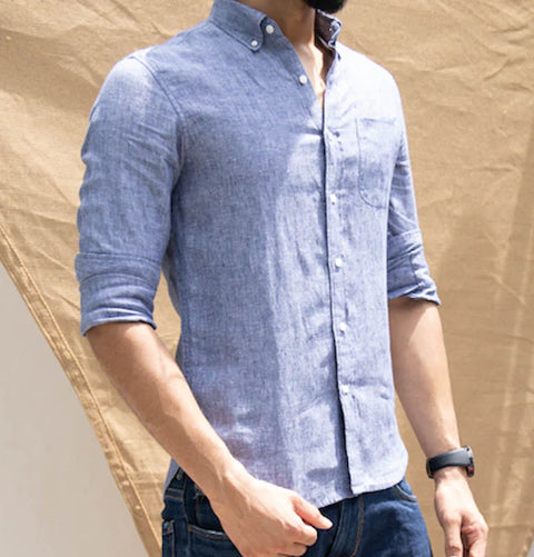 chambray linen shirt for men