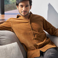custom made coffee brown corduroy shirt for men full sleeves