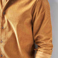custom made coffee brown corduroy shirt for men sleeves view