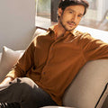 custom made coffee brown corduroy shirt for men