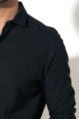 Premium Cotton Black Shirt With Red Sparkles