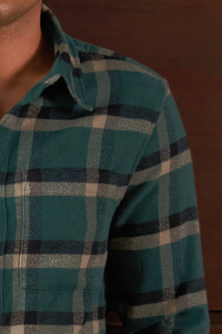 Green Checked Flannel 100% Cotton Shirt