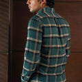 Green Checked sustainable flannel shirt back view