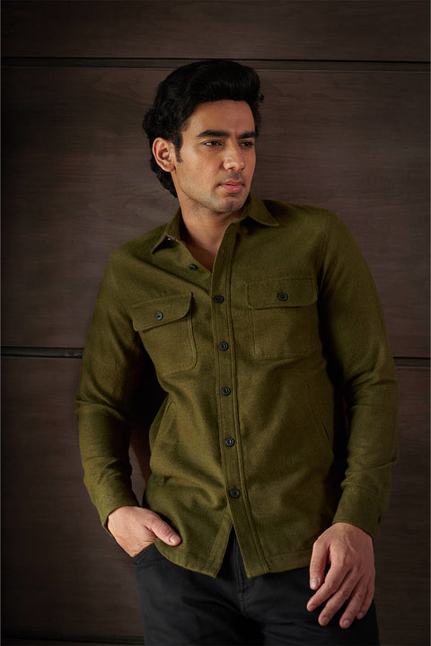 Green Shacket Flannel 100% Cotton Shirt