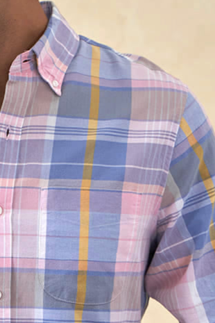 Premium Cotton Pink Madras Check Shirt