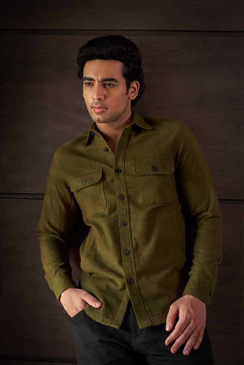 Green Shacket Flannel 100% Cotton Shirt