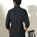 model showing backview of dobby cotton shirt