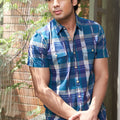 Multicolor double pocket ikat cotton shirt for men by Pink Supply