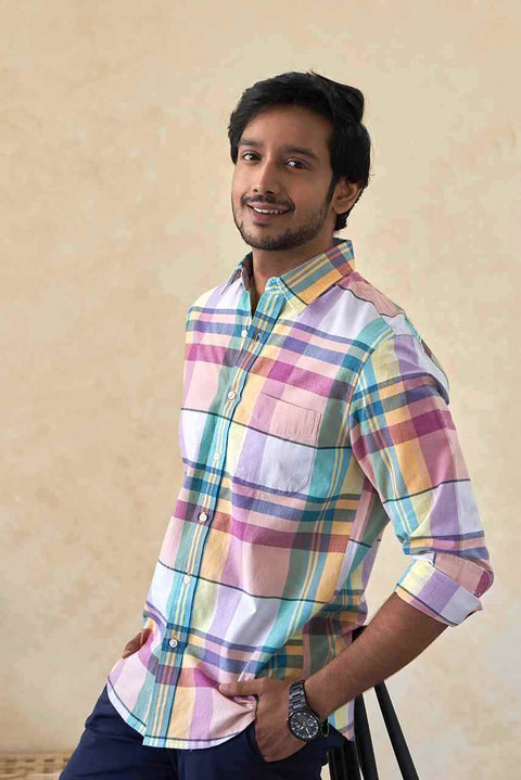 Premium Cotton Multi Colour Madras Plaids Shirt