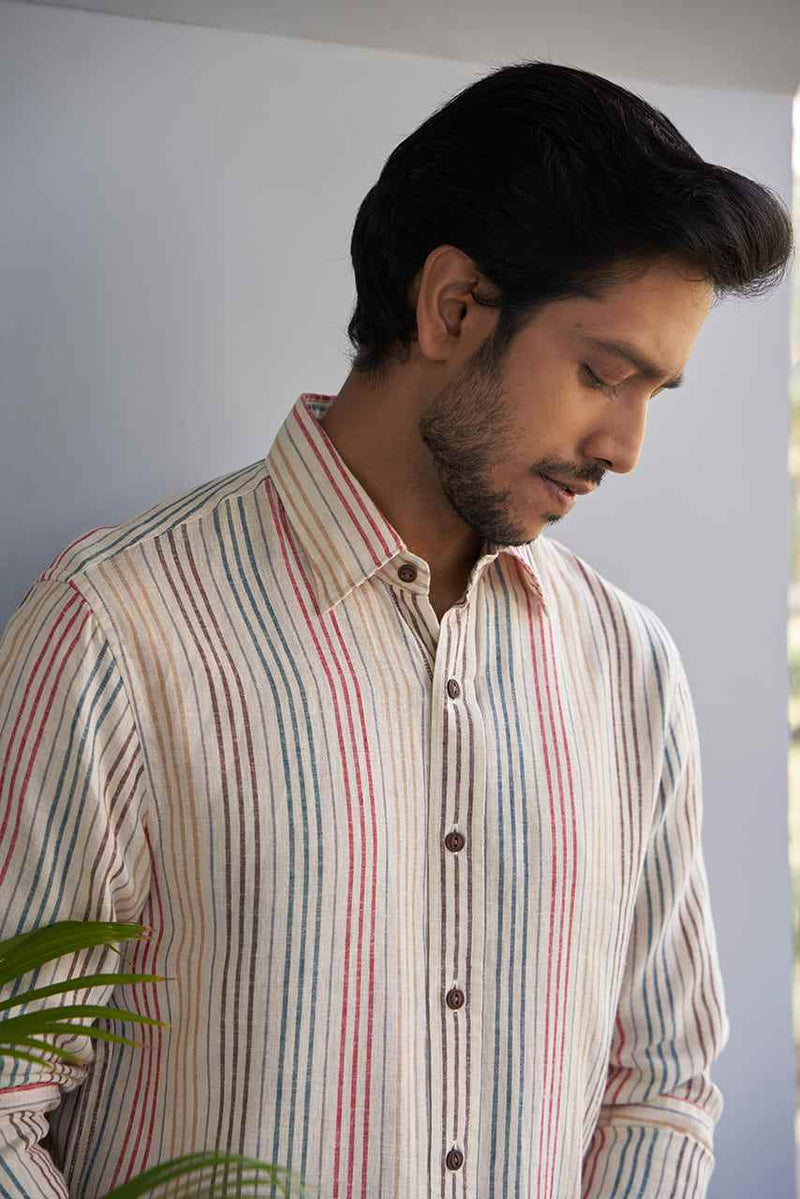 Multi Color Striped Linen Cotton Shirt