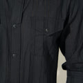 pocket view of black dobby cotton shirt for men