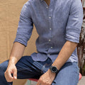 pure linen chambray shirt for men