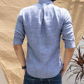 back view chambray linen shirt for men