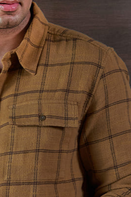 Rustic Yellow Checks 100% Cotton Flannel Shirt