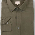 sage green full sleeves linen shirt for men