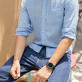 sky blue pure linen shirt for men