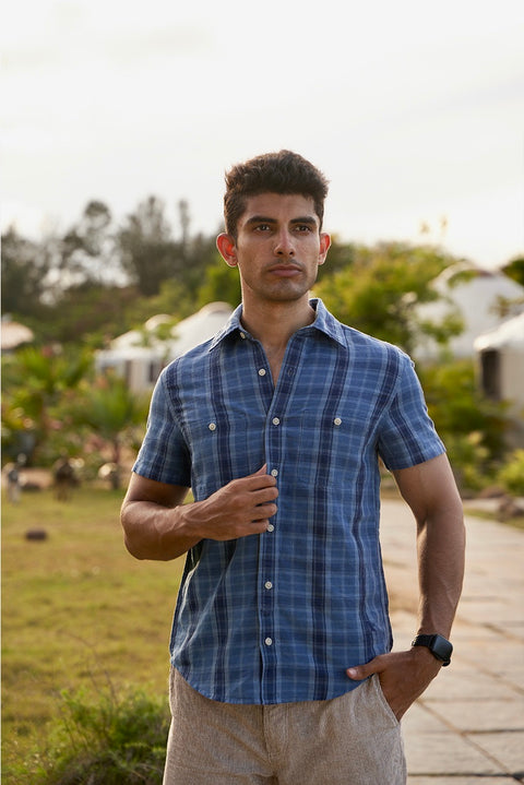 Marine Blue Half Sleeves Shirt