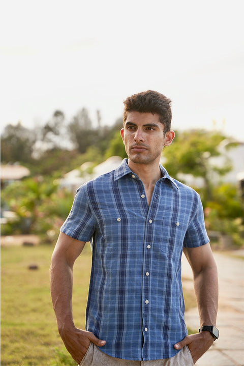 Marine Blue Half Sleeves Shirt