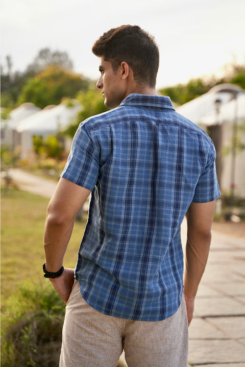 Marine Blue Half Sleeves Shirt