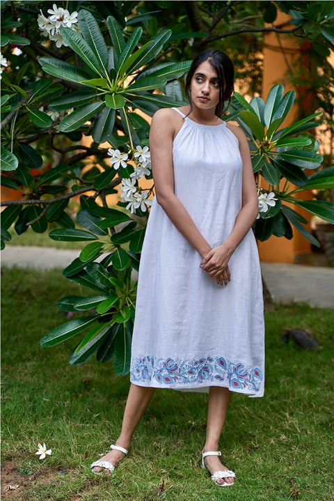 Halter Neck Linen Dress