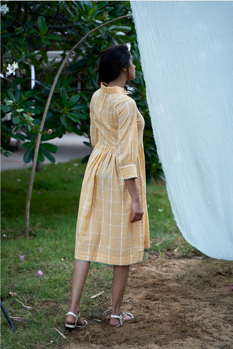 Window Pane Yellow Dress