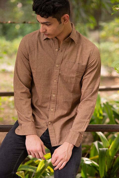 Rustic Brown Flannel 100% Cotton Shirt