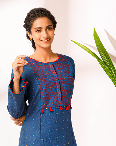 Linen Embroidery Kurta