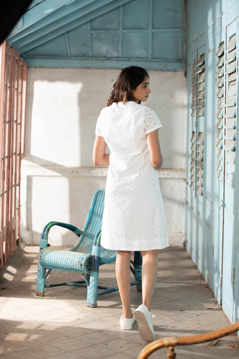 White Schiffli Dress