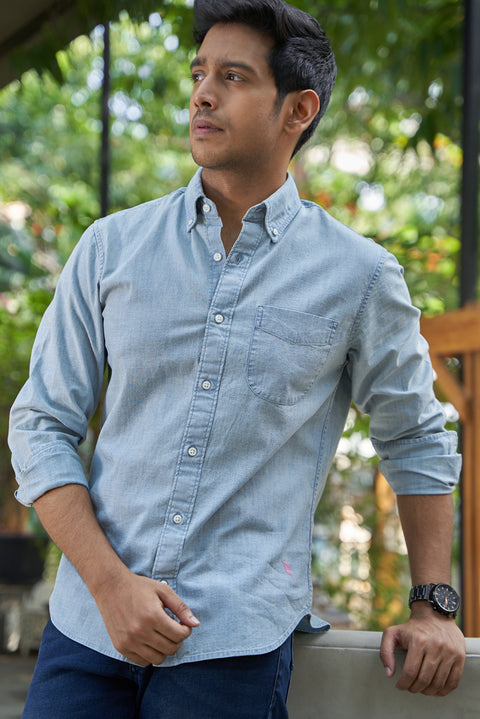 Light Blue Secret Wash Denim Shirt