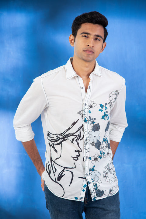 Printed White Shirt