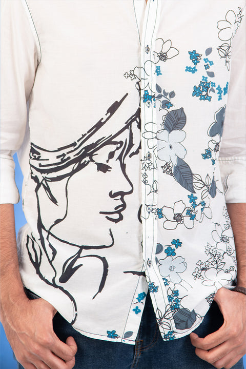 Printed White Shirt