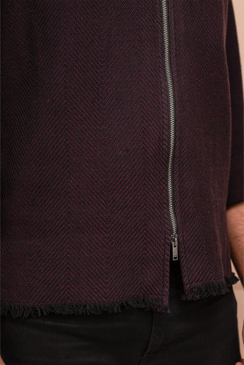 Zipper Shirt With Raw Edges