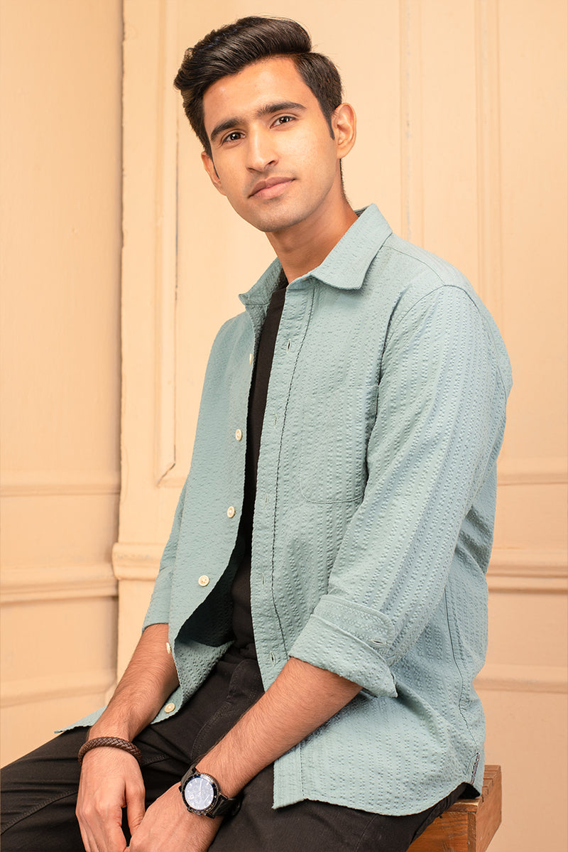 Green textured shirt