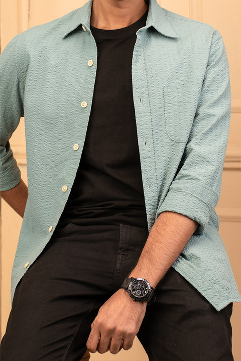 Green Textured Shirt