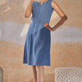 Indigo Waffle Dress Front View